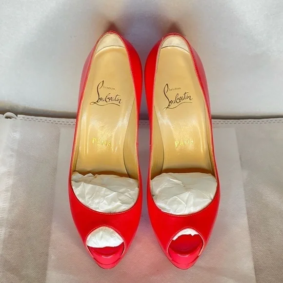 Christian Louboutin Lady Peep peep toe pump 150mm EU37 coral pink Napa kid lthr - Picture 4 of 16